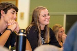 happy students in class